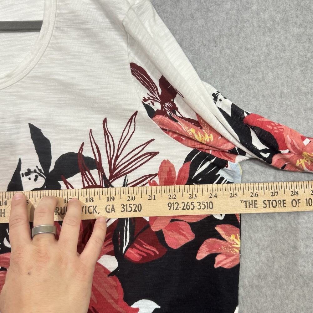 Chico's Tropical Floral Cotton T-Shirt Sz 4 XXL White Multi Vacation Coastal - Picture 6 of 9